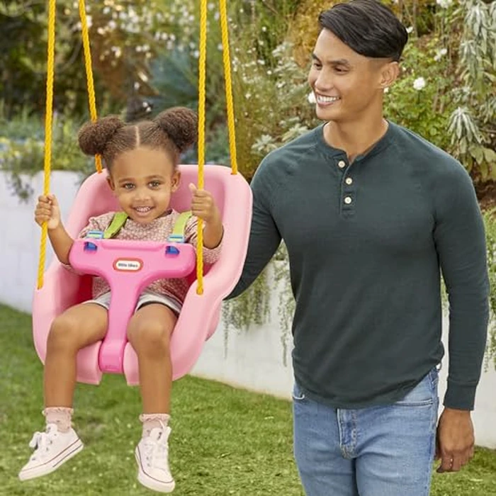 Little Tikes Snug 'n Secure Pink Swing with Adjustable Straps, 2-in-1 for Baby and Toddlers Ages 9 Months - 4 Years,16"D x 16.3"W x 17"H by Little Tikes - Image 3