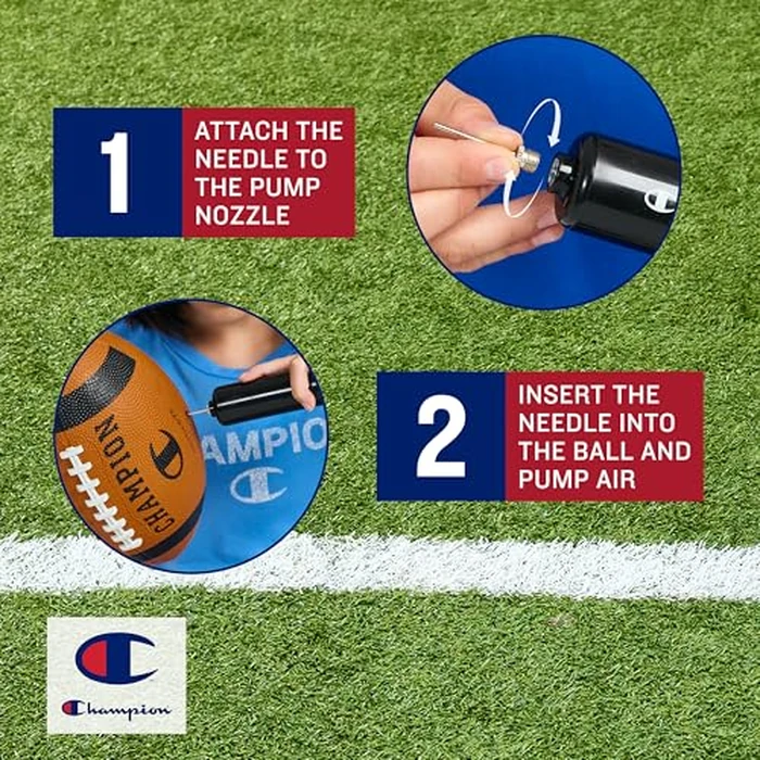 Champion Blitz Football (Youth, White/Surf The Web Tango/Red), All-Weather Football, Enhanced Grip, Durable Rubber Cover and Molded Laces, for Outdoor Sports & Training, Includes 6" Ball Pump by Champion - Image 7