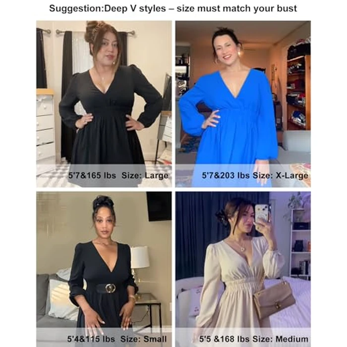 FAIABLE Mini Deep V Sexy Long Sleeve Dress for Women A-line High Waisted Casual Flowy Dress for Cocktail Wedding Guest Purple by FAIABLE - Used - Like New condition - US$42.56