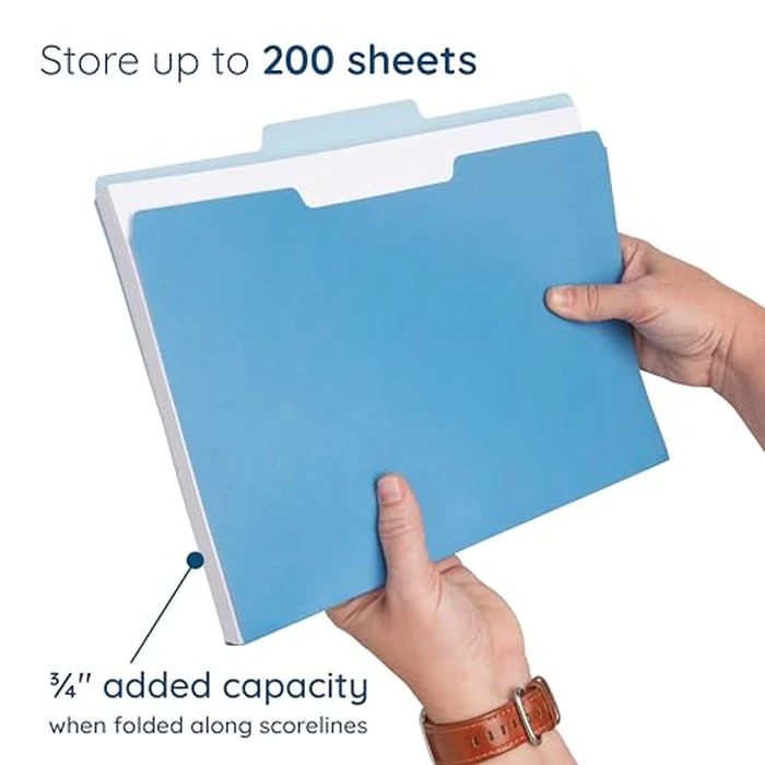 Blue Summit File Folders, Letter Size, 1/3 Tab, Two-Tone Bright Colors - 100 Pack by Blue Summit Supplies - Image 3