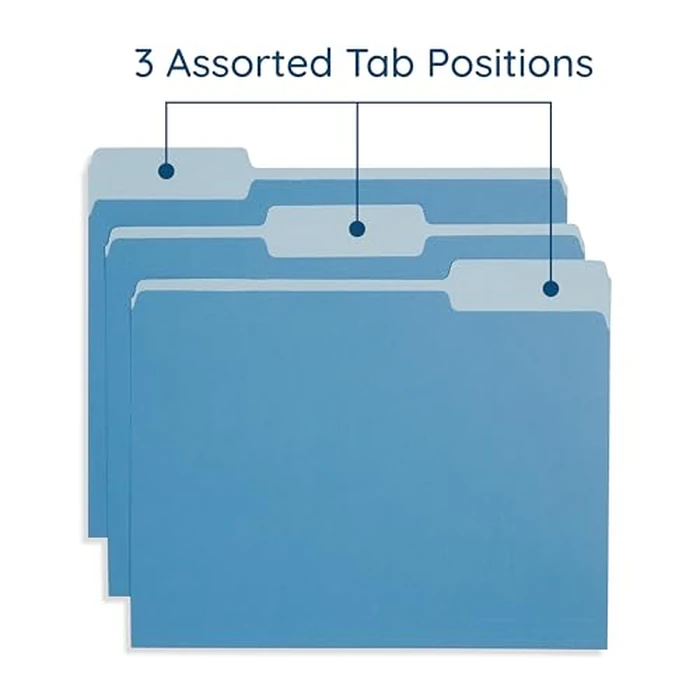 Blue Summit File Folders, Letter Size, 1/3 Tab, Two-Tone Bright Colors - 100 Pack by Blue Summit Supplies - Image 4