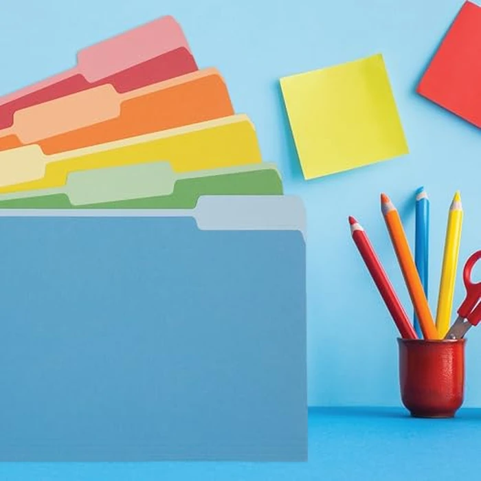 Blue Summit File Folders, Letter Size, 1/3 Tab, Two-Tone Bright Colors - 100 Pack by Blue Summit Supplies - Image 5