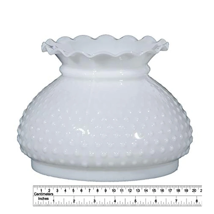 B&P Lamp 7 Inch White Cased Glass Hobnail and Crimped Top Student Shade by B&P Lamp - Image 2