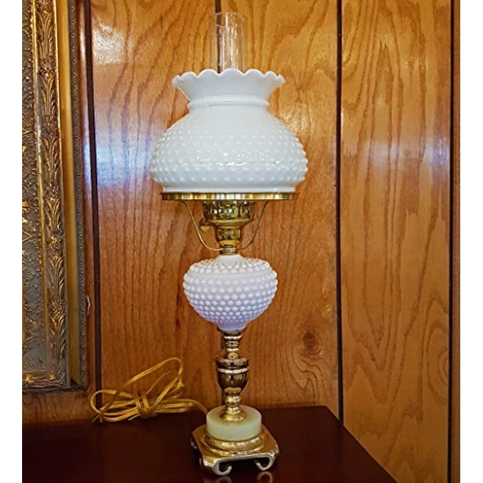B&P Lamp 7 Inch White Cased Glass Hobnail and Crimped Top Student Shade by B&P Lamp - Image 3