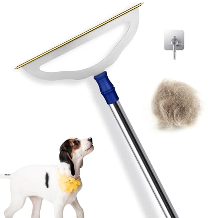 12”Wide Large Metal Carpet Rake Pet Hair Removal Broom, 54" Thicker Handle Low Pile Carpet Brush, Dog Cat Pet Hair Remover, Embedded Fur Pro Clean Removal Tool, Rug Couch Stair Scraper by Hold a star - Image 1