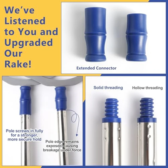 12”Wide Large Metal Carpet Rake Pet Hair Removal Broom, 54" Thicker Handle Low Pile Carpet Brush, Dog Cat Pet Hair Remover, Embedded Fur Pro Clean Removal Tool, Rug Couch Stair Scraper by Hold a star - Image 2