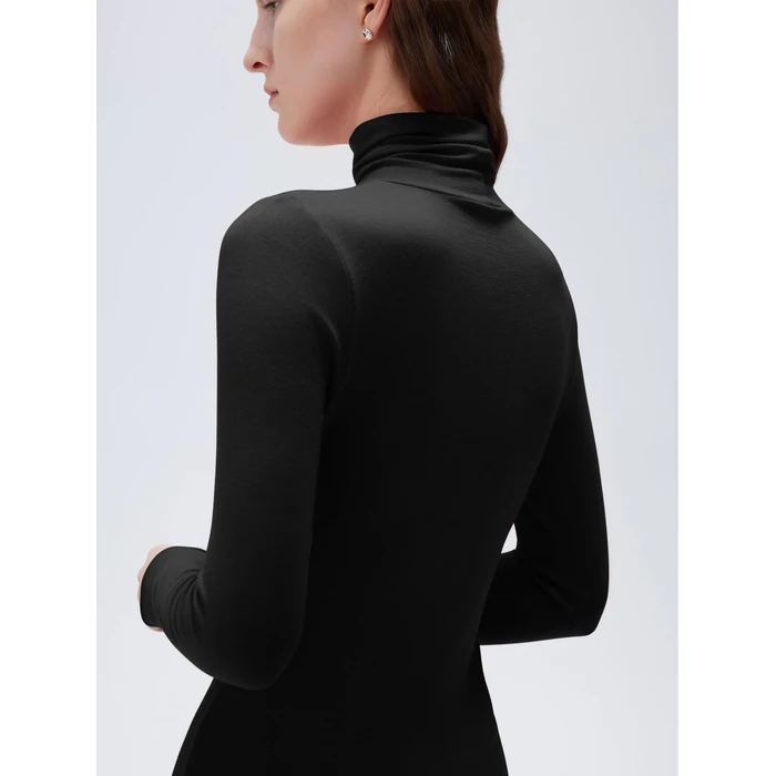 SUUKSESS Women Cashmere Turtleneck Long Sleeve Shirt Fitted Fall Basic Thermal Tops(Black, L) by SUUKSESS - Image 3