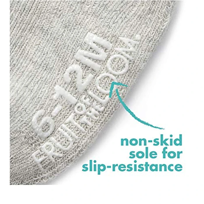 Fruit of the Loom Baby 6-Pack All Weather Crew-Length Socks, Mesh & Thermal Stretch - Unisex, Girls, Boys (12-24 Months, Grey) by Fruit of the Loom - Image 5