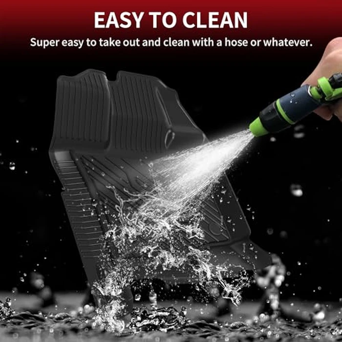 LASFIT Floor Mats for Ford F-150 2015-2026 | F150 Lightning 2022-2025 SuperCrew (Rear w/o Fold Flat Storage) Carpet Floor All Weather Protector TPE Truck Liners- 1st & 2nd Row, 3pcs Black by LASFIT - Image 7