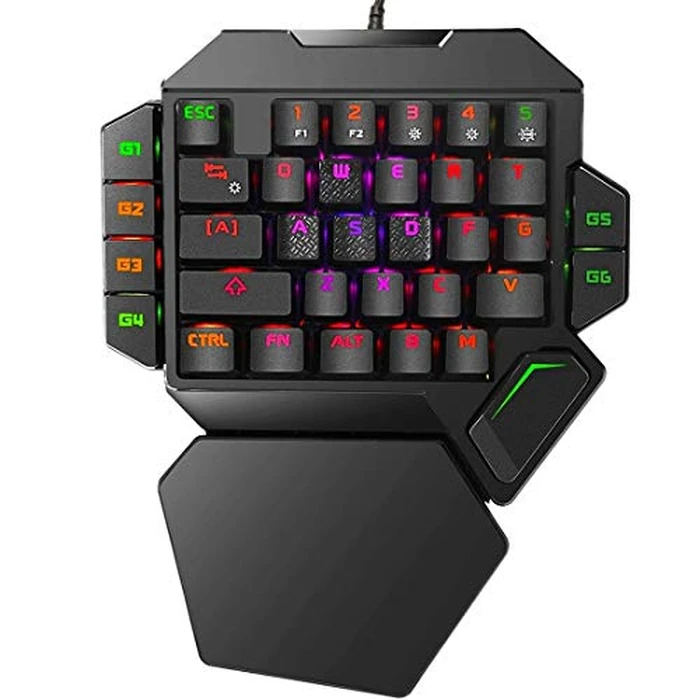 Cakce RGB One Handed Mechanical Gaming Keyboard,Colorful Backlit,Wrist Rest Support,Professional USB Wired Single Hand Mechanical Keyboard for Game by Cakce - Used - Like New condition