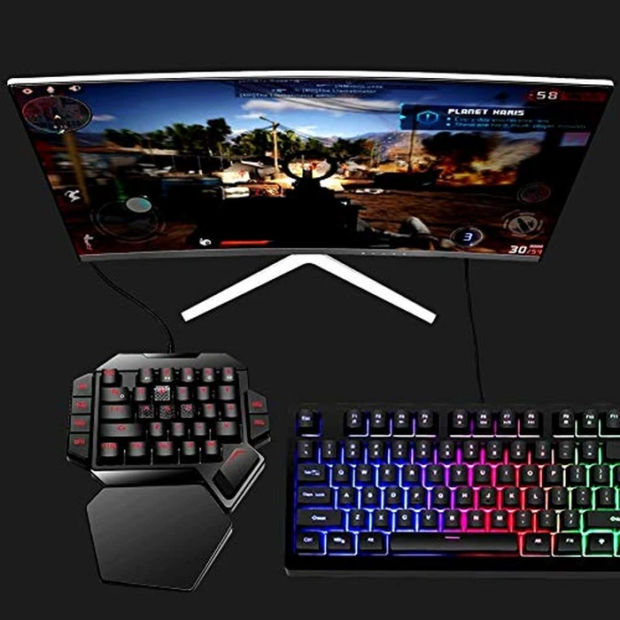 Cakce RGB One Handed Mechanical Gaming Keyboard,Colorful Backlit,Wrist Rest Support,Professional USB Wired Single Hand Mechanical Keyboard for Game by Cakce - Image 2