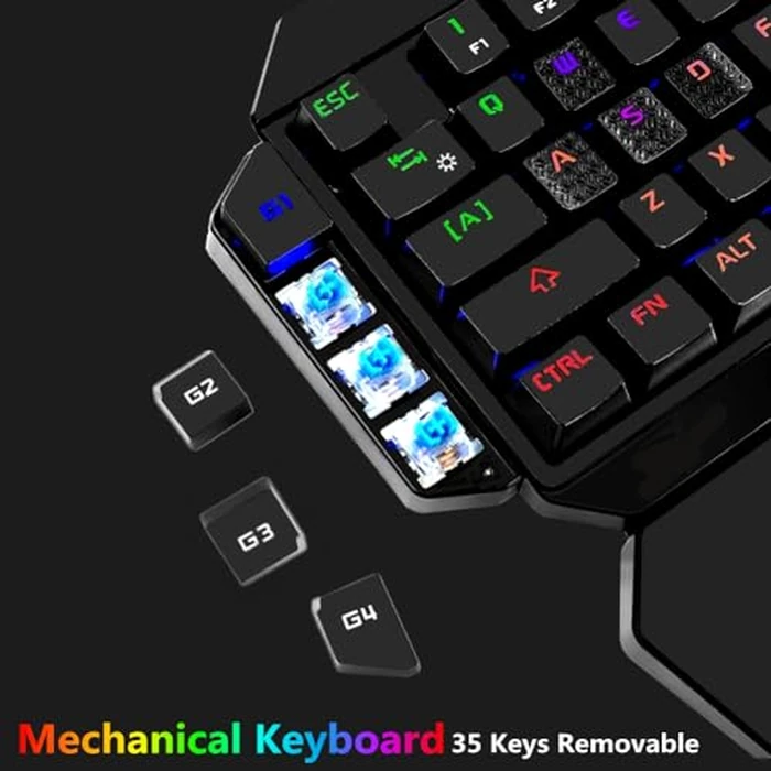 Cakce RGB One Handed Mechanical Gaming Keyboard,Colorful Backlit,Wrist Rest Support,Professional USB Wired Single Hand Mechanical Keyboard for Game by Cakce - Image 4