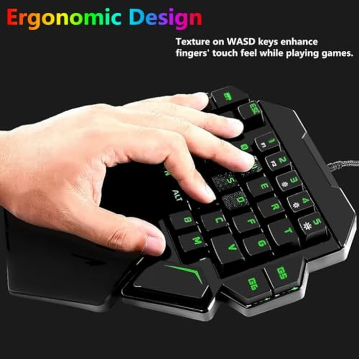 Cakce RGB One Handed Mechanical Gaming Keyboard,Colorful Backlit,Wrist Rest Support,Professional USB Wired Single Hand Mechanical Keyboard for Game by Cakce - Image 5