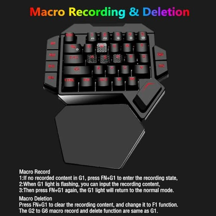 Cakce RGB One Handed Mechanical Gaming Keyboard,Colorful Backlit,Wrist Rest Support,Professional USB Wired Single Hand Mechanical Keyboard for Game by Cakce - Image 6