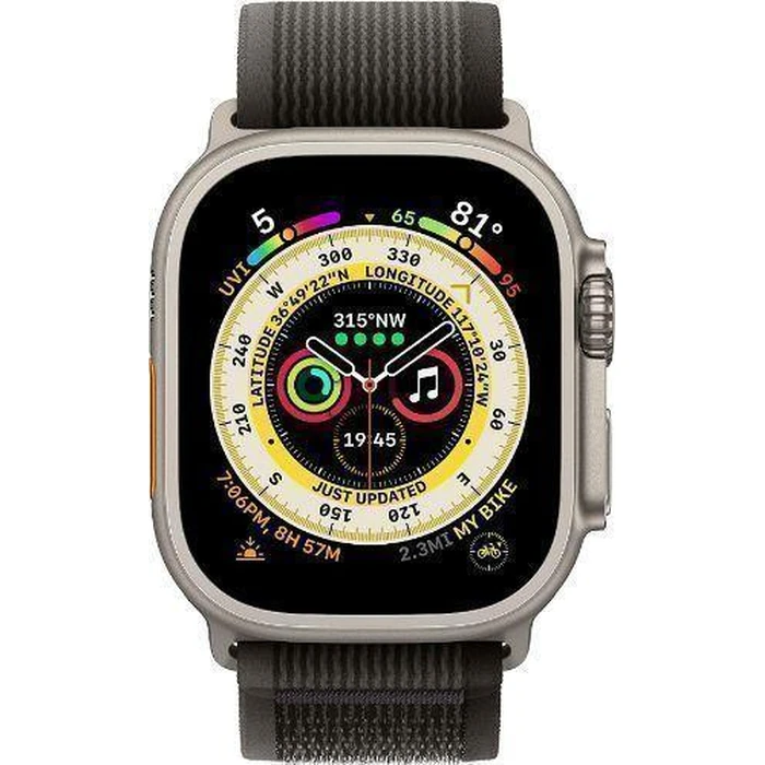 Apple Watch Ultra (Cellular + GPS) - 32GB - 49mm - Titanium Titanium Case with Black/Gray Textile Trail Loop Band - S/M Size by Apple - Refurbished - Excellent condition - US$405.99