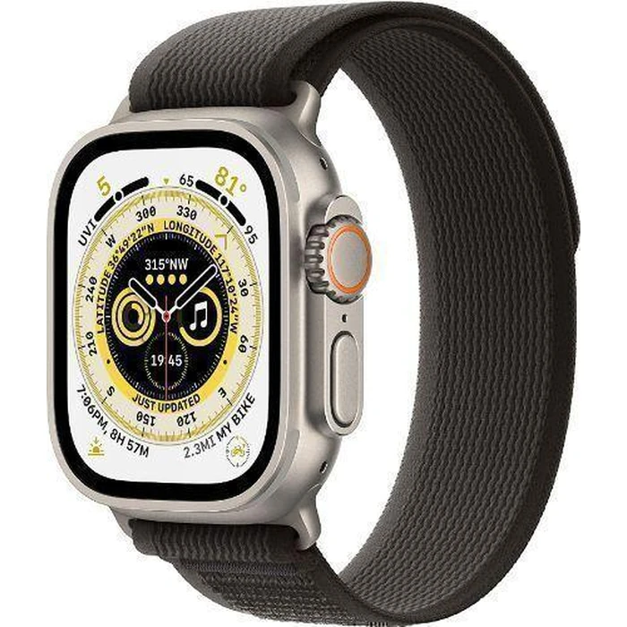 Apple Watch Ultra (Cellular + GPS) - 32GB - 49mm - Titanium Titanium Case with Black/Gray Textile Trail Loop Band - S/M Size by Apple - Image 2
