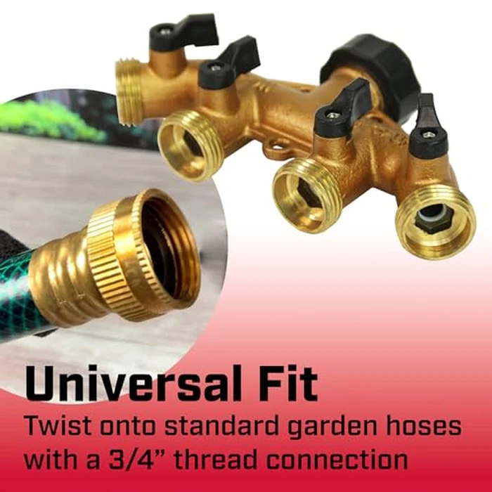 Chapin 6-9473: Heavy-Duty 4-Way Brass Manifold Hose Connection, Fits Standard Garden Hoses, Brass Construction with Shut-Off Valves, Leak-Free, Multiple Water Flow for Landscaping and Outdoor Use by Chapin International - Image 2