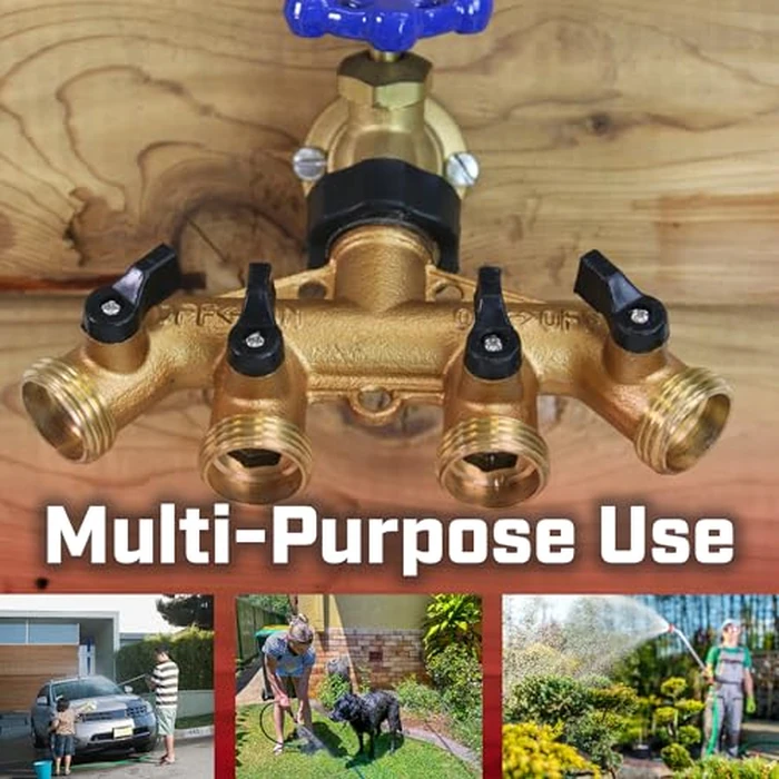 Chapin 6-9473: Heavy-Duty 4-Way Brass Manifold Hose Connection, Fits Standard Garden Hoses, Brass Construction with Shut-Off Valves, Leak-Free, Multiple Water Flow for Landscaping and Outdoor Use by Chapin International - Image 5