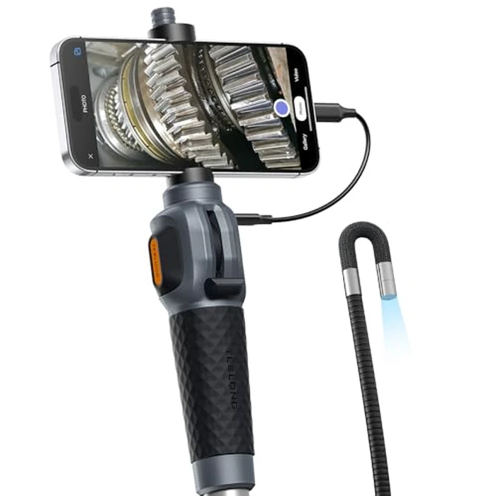 Teslong Two-Way Articulating Borescope with Light, USB-C Endoscope Inspection Camera with 5FT Semi-Rigid Probe, Flexible Snake Scope for Home Repair, Automotive, Compatible with iPhone 15/16 & Android by Teslong - Used - Good condition - CA$96.02