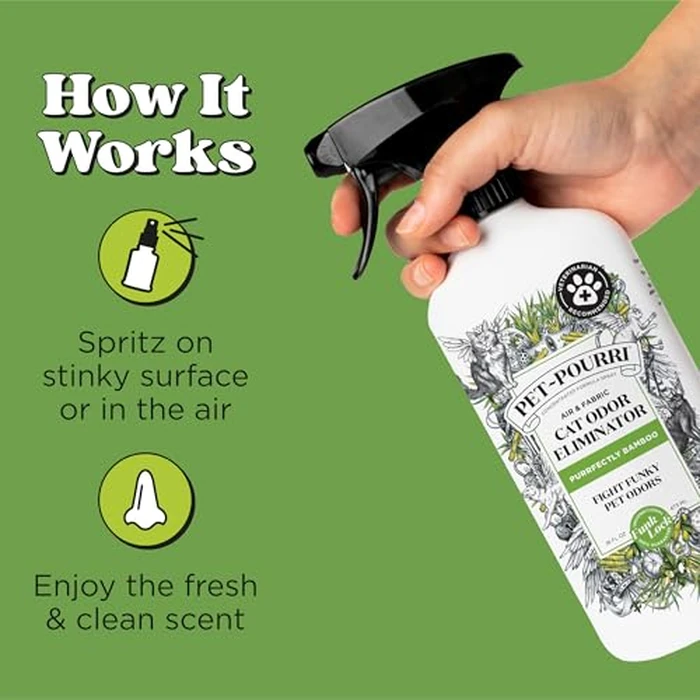 Pet-Pourri Smell Ya Litter Cat Litter Deodorizer Spray, Purrfectly Bamboo 3.4 Fl Oz, Up to 170 Uses, Pet Odor Remover with Essential Oils for Air, Carpet, Urine, Vet Recommended, Bergamot Bamboo Scent by Poo-Pourri - Image 2