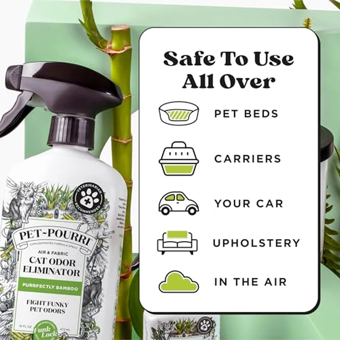 Pet-Pourri Smell Ya Litter Cat Litter Deodorizer Spray, Purrfectly Bamboo 3.4 Fl Oz, Up to 170 Uses, Pet Odor Remover with Essential Oils for Air, Carpet, Urine, Vet Recommended, Bergamot Bamboo Scent by Poo-Pourri - Image 4
