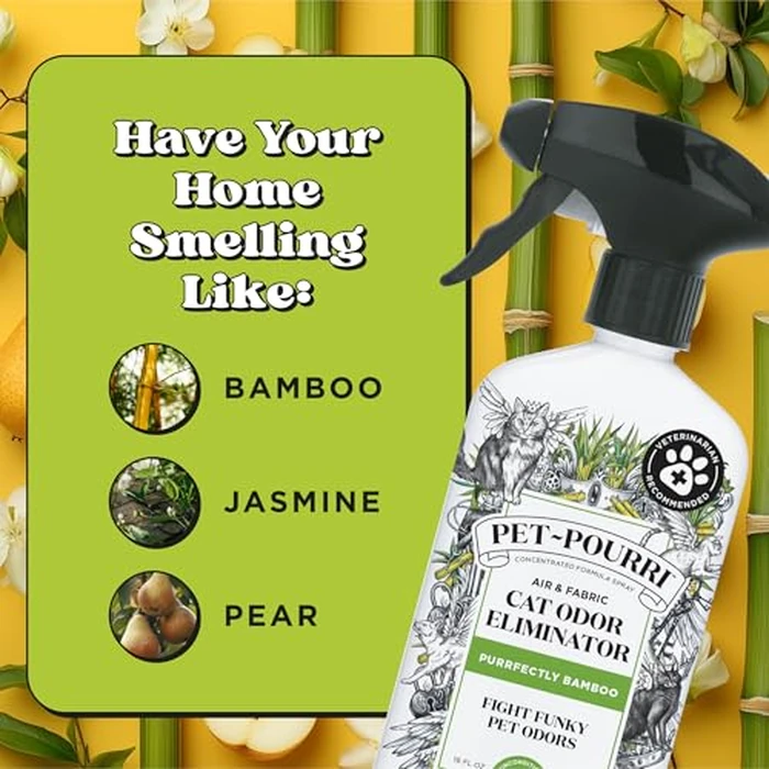 Pet-Pourri Smell Ya Litter Cat Litter Deodorizer Spray, Purrfectly Bamboo 3.4 Fl Oz, Up to 170 Uses, Pet Odor Remover with Essential Oils for Air, Carpet, Urine, Vet Recommended, Bergamot Bamboo Scent by Poo-Pourri - Image 8