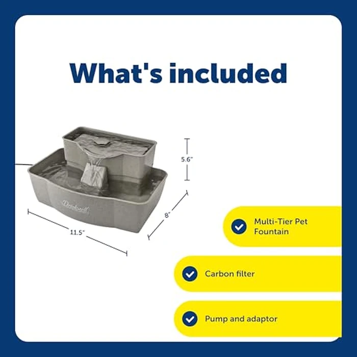 PetSafe Drinkwell Multi-Tier Pet Fountain - Encourages Hydration for Cats & Dogs - Large-Capacity Waterer - Double Tier - Filtered Fountain with Carbon Filter - 100 oz Water Capacity by PetSafe - Image 4