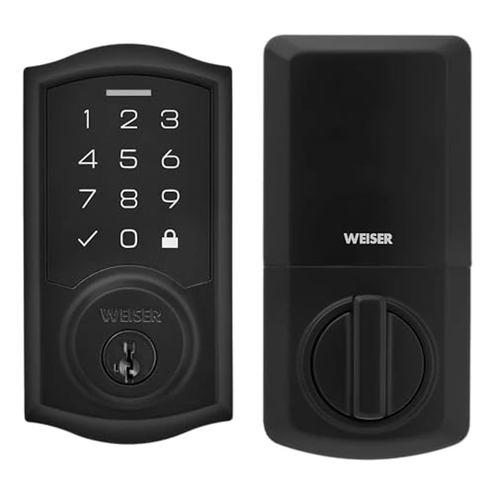 Weiser SmartCode Matte Black Keyless Entry Door Lock/Deadbolt Lock, 10-Button Touchpad Door Lock with Backlit Keypad, Up to 50 User Codes Electronic Door Locks for Front Door, Traditional Home Décor by Weiser - Used - Very Good condition - CA$115.54