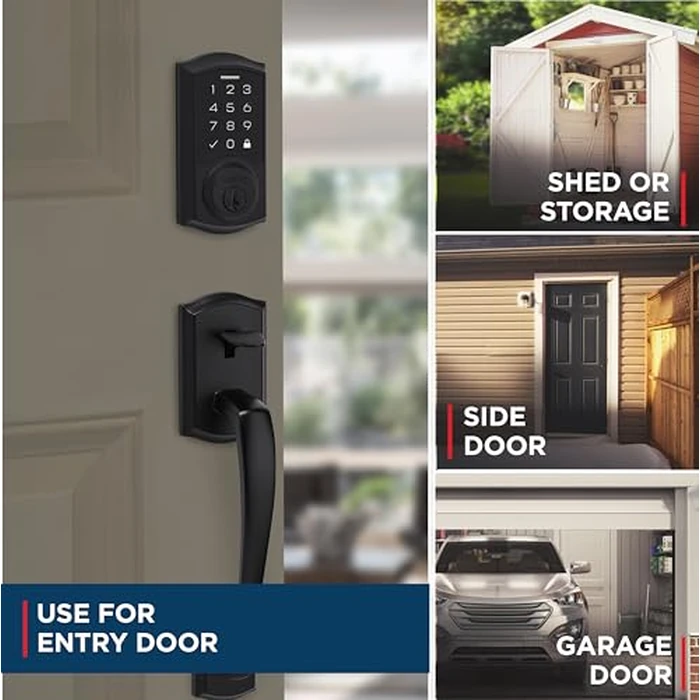 Weiser SmartCode Matte Black Keyless Entry Door Lock/Deadbolt Lock, 10-Button Touchpad Door Lock with Backlit Keypad, Up to 50 User Codes Electronic Door Locks for Front Door, Traditional Home Décor by Weiser - Image 3