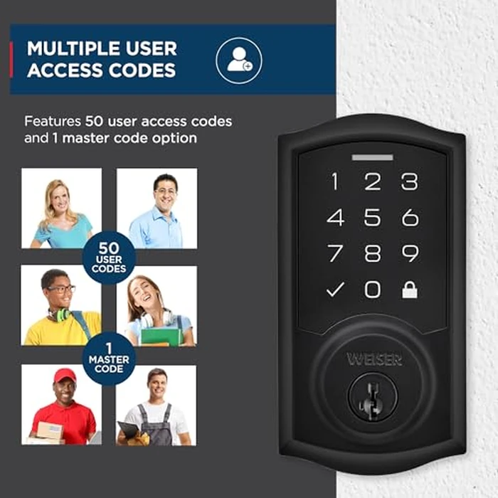 Weiser SmartCode Matte Black Keyless Entry Door Lock/Deadbolt Lock, 10-Button Touchpad Door Lock with Backlit Keypad, Up to 50 User Codes Electronic Door Locks for Front Door, Traditional Home Décor by Weiser - Image 5