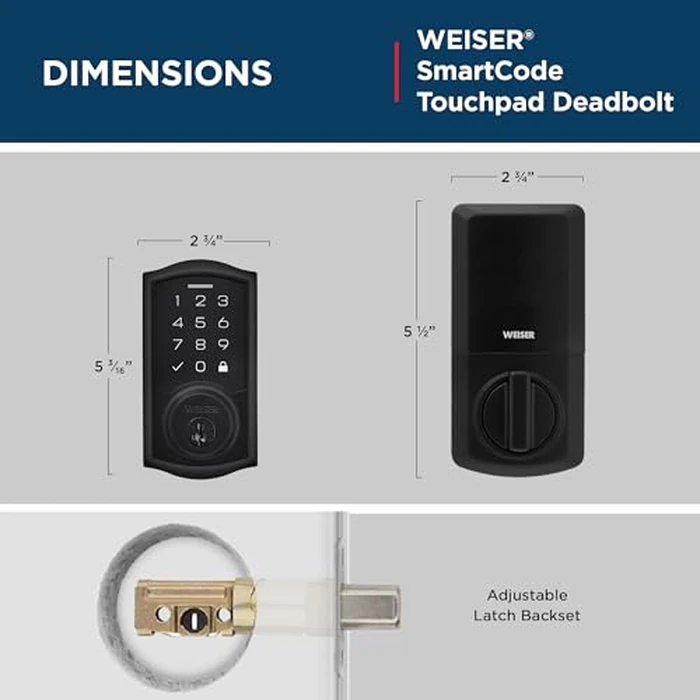 Weiser SmartCode Matte Black Keyless Entry Door Lock/Deadbolt Lock, 10-Button Touchpad Door Lock with Backlit Keypad, Up to 50 User Codes Electronic Door Locks for Front Door, Traditional Home Décor by Weiser - Image 6
