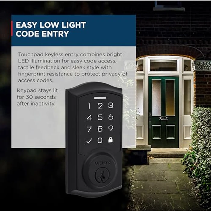 Weiser SmartCode Matte Black Keyless Entry Door Lock/Deadbolt Lock, 10-Button Touchpad Door Lock with Backlit Keypad, Up to 50 User Codes Electronic Door Locks for Front Door, Traditional Home Décor by Weiser - Image 8