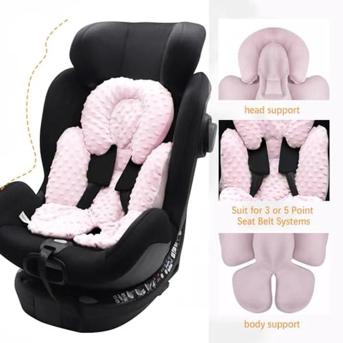 KAKIBLIN Infant Car Seat Insert, Baby Carseat Head & Body Support for Newborn, 2-in-1 Reversible Baby Car Seat Cushion, Soft Stroller Cushion Insert for CarSeats, Bouncer, Strollers (Pink) by KAKIBLIN - Used - Like New condition - CA$14.52