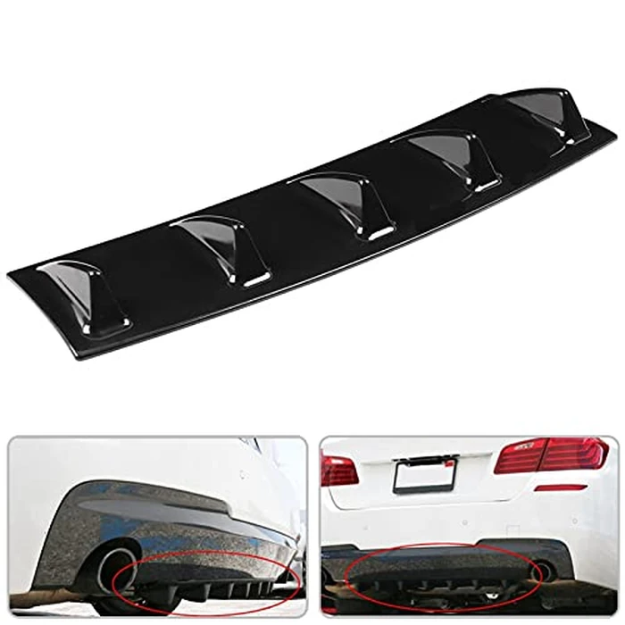 Universal Car Rear Bumper Shark Fin Diffuser, ABS Black, S/M/L Size Options, with Screws and Glue, Aerodynamic Performance Enhancement by Aramox - Image 6