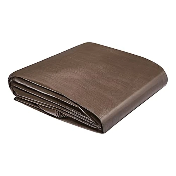 Amazon Basics Multi Purpose Waterproof Poly Tarp Cover with Grommets, 20 x 20 ft, 10MIL Thick, Brown/Silver, 1-Pack by Amazon Basics - Used - Acceptable condition - US$29.44