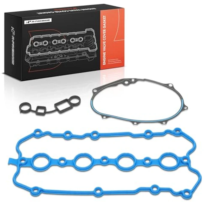 A-Premium Engine Valve Cover Gasket Set Compatible with Volkswagen, Audi Models - 2005-2013 - Jetta, Passat, Golf R, Tiguan, Eos, GTI, A3, A4 Quattro, A5, A5 Quattro, Q5, TT, L4 2.0L by A-premium - Image 1