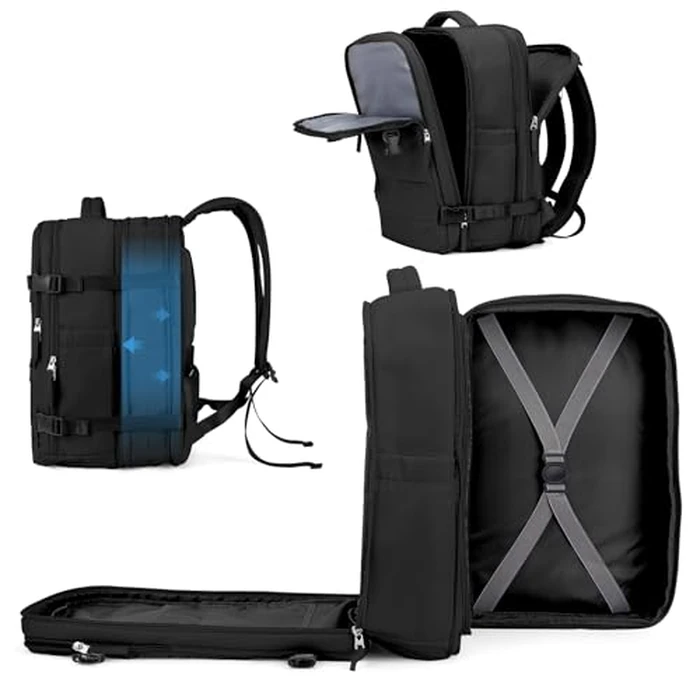 coowoz Large Travel Backpack For Women Men, Carry On Backpack,Hiking Backpack Waterproof Outdoor Sports Rucksack Casual Daypack Expandable Heavy Duty Extra large Backpack Black Expansion by coowoz - Used - Like New condition - US$45.99