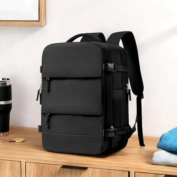 coowoz Large Travel Backpack For Women Men, Carry On Backpack,Hiking Backpack Waterproof Outdoor Sports Rucksack Casual Daypack Expandable Heavy Duty Extra large Backpack Black Expansion by coowoz - Image 2