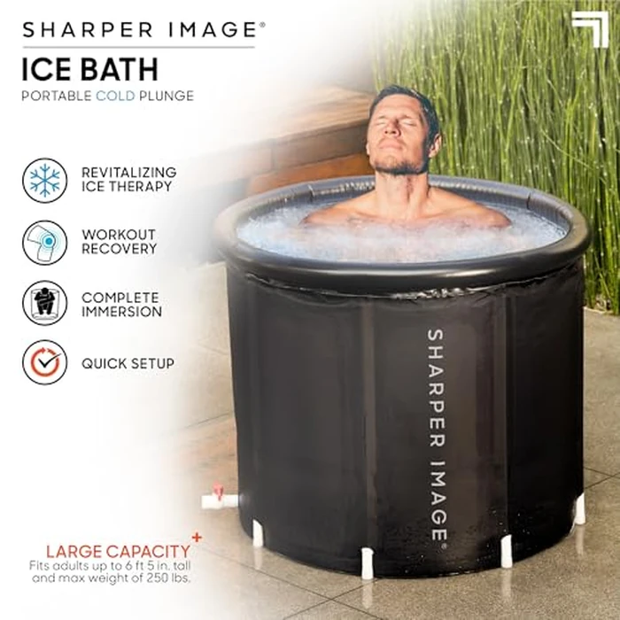 Sharper Image Ice Bath - Portable Cold Plunge, Revitalising Cold Water Therapy Tub for Workout Recovery & Stress Reduction, Ice Tubs for Full Body Immersion, Folding Ice Plunge Tub with Protective Lid by Sharper Image - Image 2