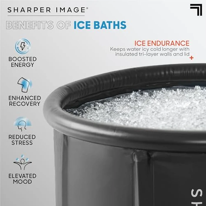 Sharper Image Ice Bath - Portable Cold Plunge, Revitalising Cold Water Therapy Tub for Workout Recovery & Stress Reduction, Ice Tubs for Full Body Immersion, Folding Ice Plunge Tub with Protective Lid by Sharper Image - Image 3