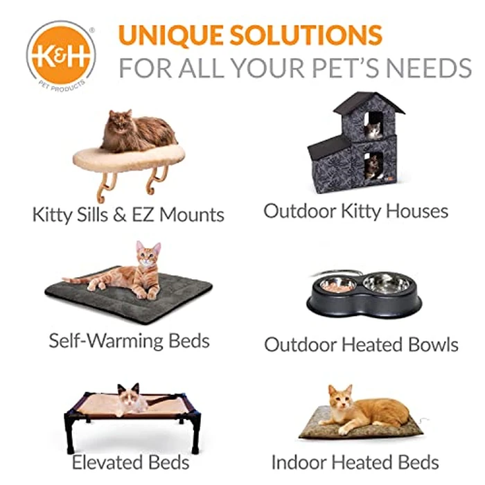 K&H Pet Products Heated Cat Bed, Indoor, Thermo-Pet Nest 2-in-1 Heated Cat Cave Tent & Cuddler Warming Bed, Waterproof Heater, Machine Washable, Safety Listed - Small 18 X 15in Gray by K&H - Image 7