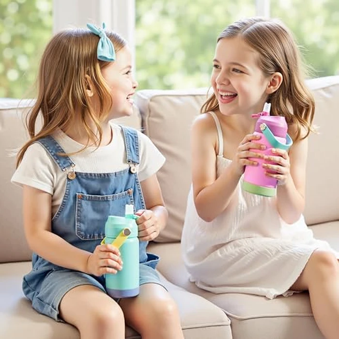 Kerilyn 12oz Kids Insulated Water Bottle, Leak-Proof Toddler Cup with Straws Lids, Kids Water Bottles for School Boys Girls, Stainless Steel Vacuum Insulated Bottle for Kid, BPA Free, Green by Kerilyn - Image 7