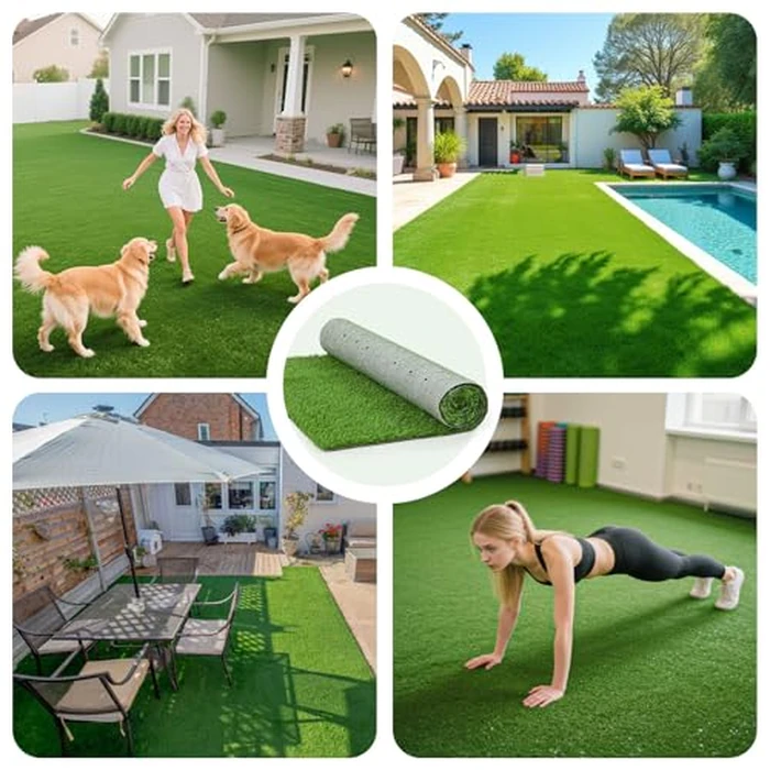 Realistic Artificial Grass Rug Indoor Outdoor: Fake Grass Turf with Drainage Holes, Pet-Friendly Dog Grass Mat, Perfect for Garden Lawn Balcony Patio Backyard Wedding Christmas Decoration, 3FT x5FT by PICK FOR LIFE - Image 3