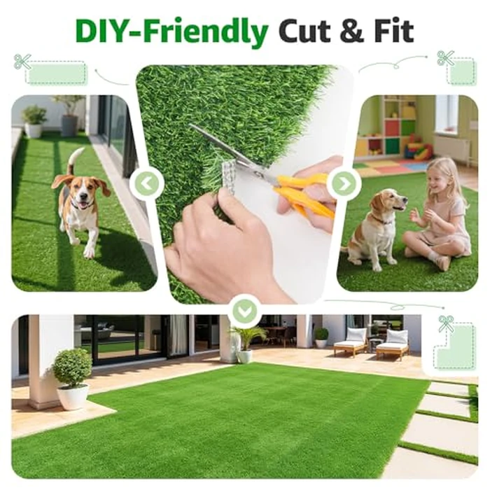 Realistic Artificial Grass Rug Indoor Outdoor: Fake Grass Turf with Drainage Holes, Pet-Friendly Dog Grass Mat, Perfect for Garden Lawn Balcony Patio Backyard Wedding Christmas Decoration, 3FT x5FT by PICK FOR LIFE - Image 4