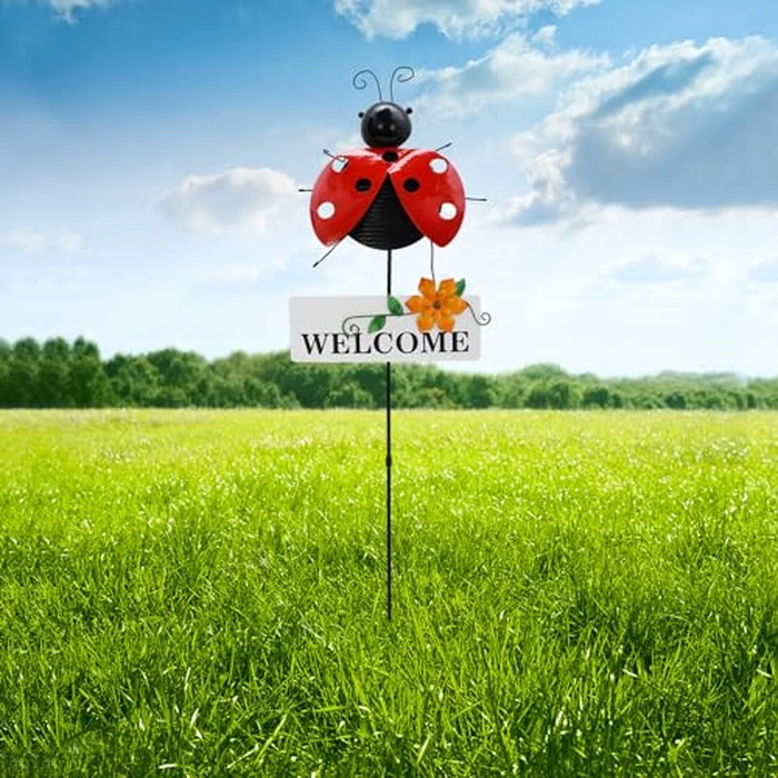 Aecipl Metal Garden Stakes Welcome Sign Decorative Plant Stake Spring Decor Lawn Art Yard Patio Backyard Pathway Ornaments Indoor Outdoor Decoration (Ladybug) by Aecipl - Image 3