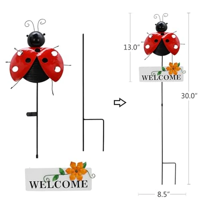 Aecipl Metal Garden Stakes Welcome Sign Decorative Plant Stake Spring Decor Lawn Art Yard Patio Backyard Pathway Ornaments Indoor Outdoor Decoration (Ladybug) by Aecipl - Image 6