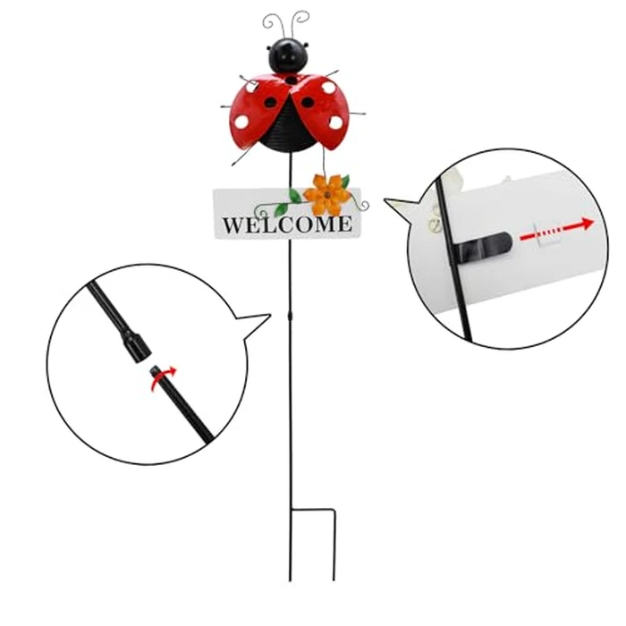 Aecipl Metal Garden Stakes Welcome Sign Decorative Plant Stake Spring Decor Lawn Art Yard Patio Backyard Pathway Ornaments Indoor Outdoor Decoration (Ladybug) by Aecipl - Image 7