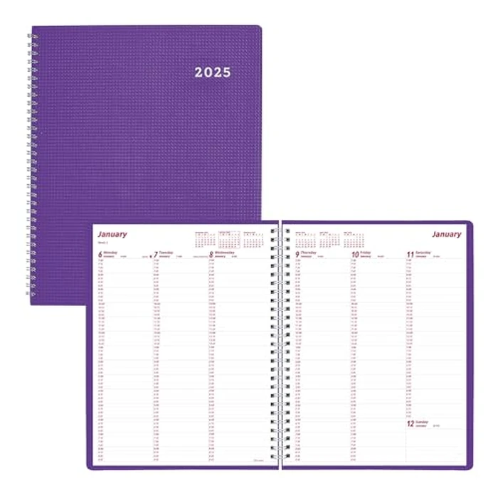 Brownline(R) 2025 DuraFlex Weekly Planner, Appointment Book, 12 Months, January to December, Twin-Wire Binding, 11" x 8.5", Purple (CB950V.PUR-25) by Brownline - Image 1