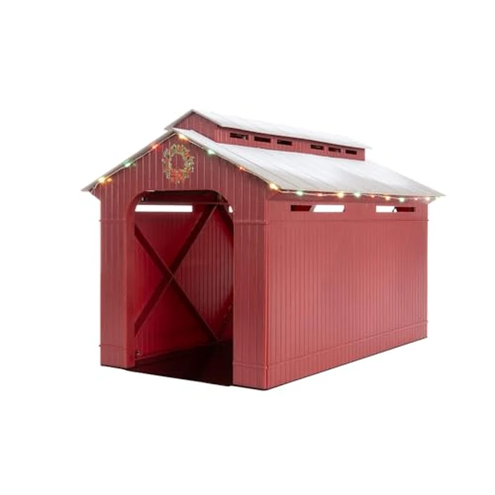 Lionel Christmas, Electric O Gauge Model Train Accessories, Lighted Christmas Half Covered Bridge (1929090) by Lionel - Used - Like New condition