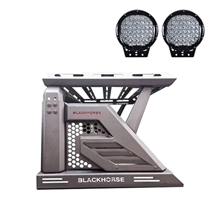 Black Horse Armour II Roll Bar W/Basket Kit Bk Compatible with 00-23 Ram 2500/3500|01-23 Silverado 2500/3500 HD|00-23 F-150|17-23 Titan|01-23 Sierra 1500|07-24 Tundra|01-23 GMC Sierra 1500/2500 HD by Black Horse Off Road - Image 10